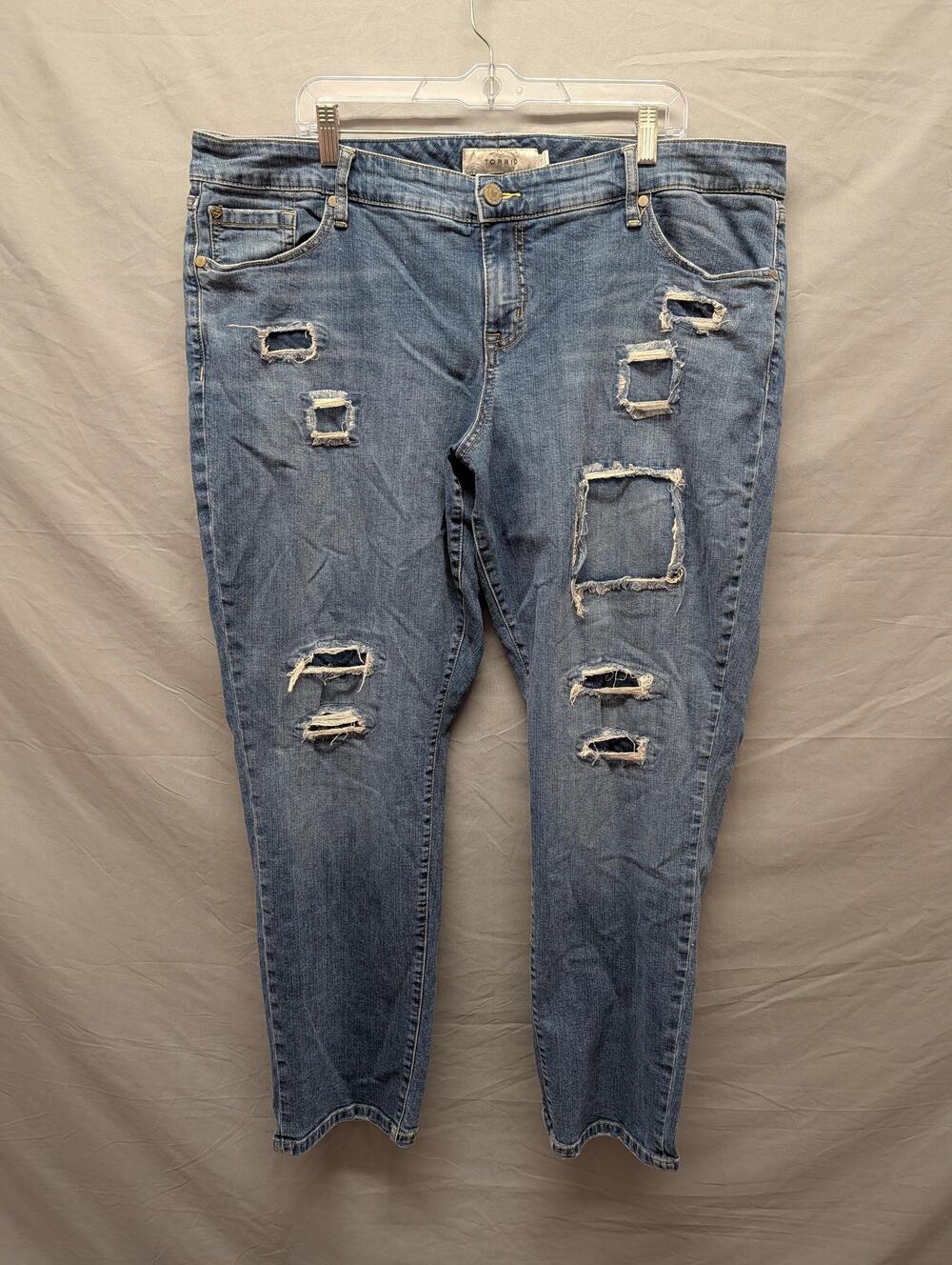 Torrid Jeans Womens 22 Light Wash Blue Distressed Ripped Ankle Skinny Plus Size